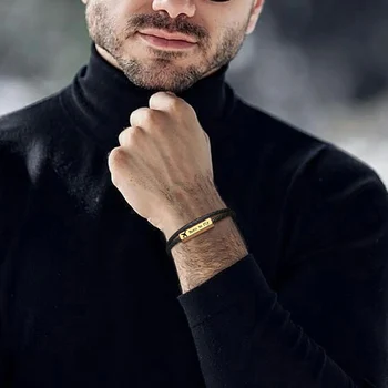 FREE ENGRAVING HANDSOME MEN'S BAR BRACELET WITH DOUBLE WRAP BRAIDED LEATHER BRACELETS GOLD COLOR BANGLES FOR HIM
FREE ENGRAVING HANDSOME MEN'S BAR BRACELET WITH DOUBLE WRAP BRAIDED LEATHER BRACELETS GOLD COLOR BANGLES FOR HIM