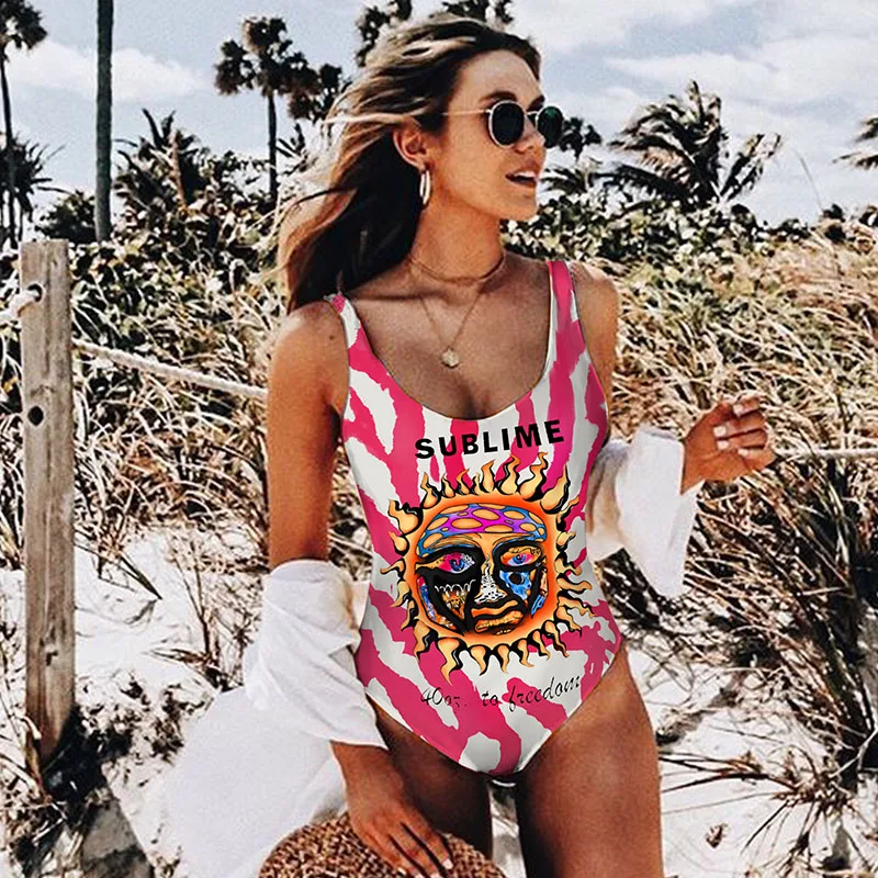 FREE SHIPPING Swimsuit Vintage Monokini JKP4348