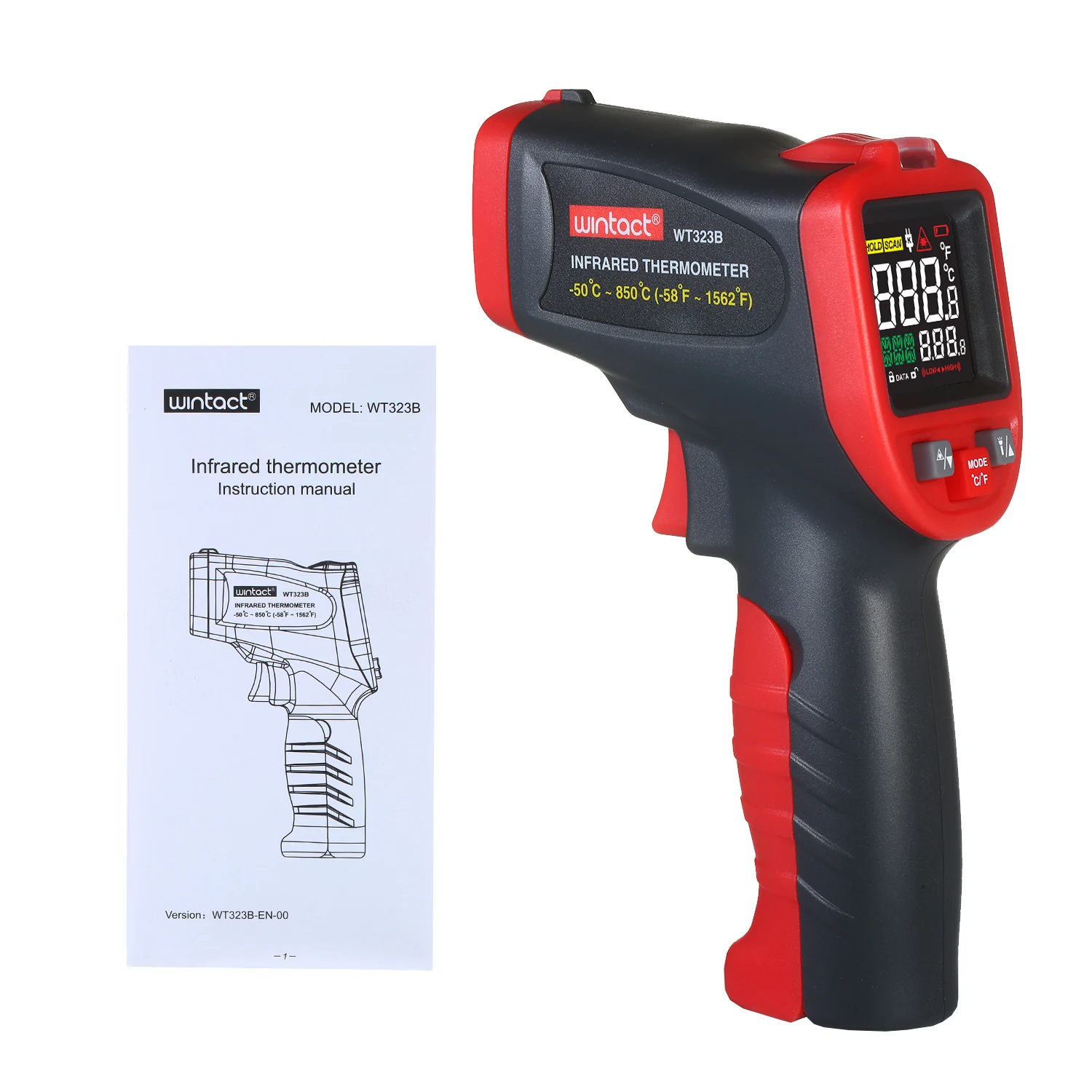 wintact Non-Contact Digital Laser Thermometer Temperature Tester Infrared Industrial IR |