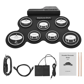 Portable Electronic Drum Pad Built-In Speaker Digital Roll-Up Touch 7 Labeled Pads Foot Pedals Drum Gift for Kids new
Portable Electronic Drum Pad Built-In Speaker Digital Roll-Up Touch 7 Labeled Pads Foot Pedals Drum Gift for Kids new
