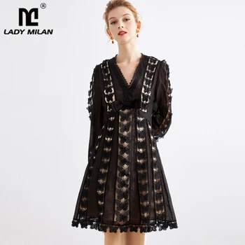 Women's Designer Dresses Sexy V Neck Long Sleeves Embroidery Butterflies Fashion Runway A Line Short Dresses
Women's Designer Dresses Sexy V Neck Long Sleeves Embroidery Butterflies Fashion Runway A Line Short Dresses