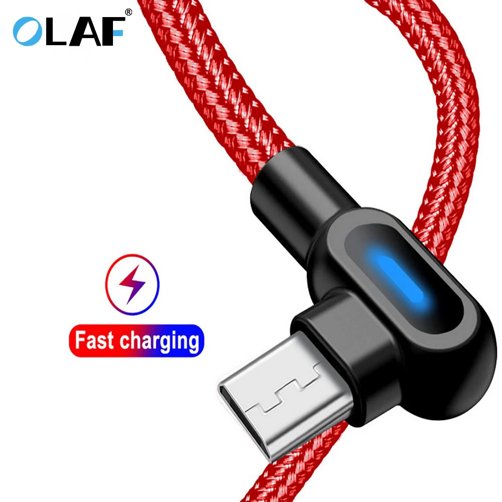 OLAF Micro USB Type C кабель для быстрой зарядки 90 градусов Samsung S21 S9 Huawei iPhone 13 Xiaomi