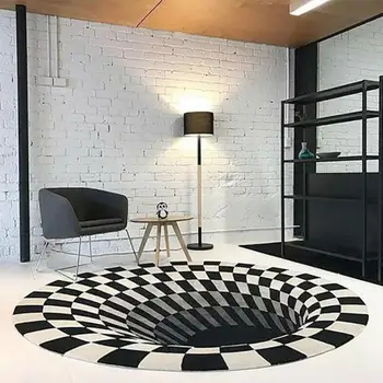 Black White Grid Printing 3D Household Decoration Bedroom Rugs Illusion Vortex Bottomless Hole Floor Carpet Antiskid Hallway Mat
Black White Grid Printing 3D Household Decoration Bedroom Rugs Illusion Vortex Bottomless Hole Floor Carpet Antiskid Hallway Mat