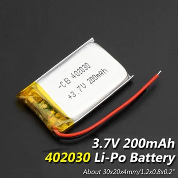 3.7V Size 402030 200mAh li-ion Lipo cells Lithium Li-Po Polymer Rechargeable Battery For Bluetooth GPS MP3 MP4 Recorder Battery
3.7V Size 402030 200mAh li-ion Lipo cells Lithium Li-Po Polymer Rechargeable Battery For Bluetooth GPS MP3 MP4 Recorder Battery