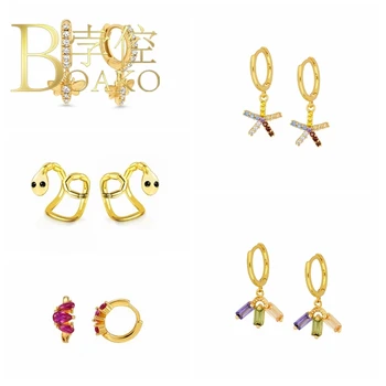 BOAKO Ins Star Earrings For Women 925 Sterling Silver Earrings Dangle Piercing Oreille Ear Cuffs Pendientes Серьги #10.2