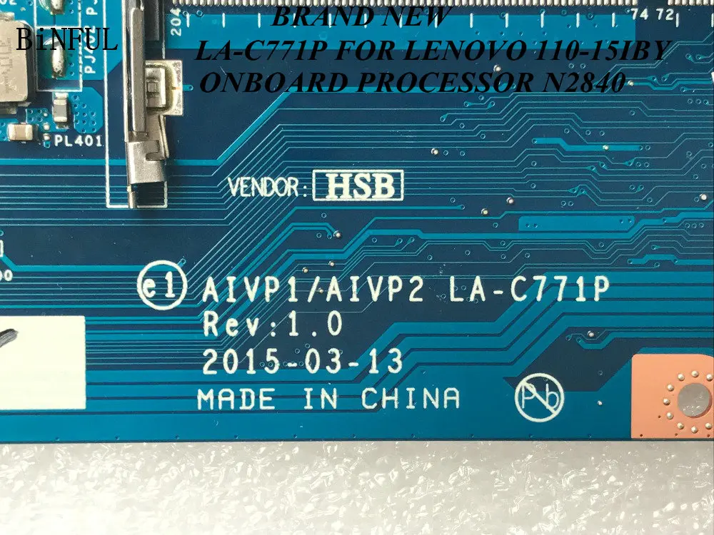 Быстрая доставка. 100% новый AIVP1/AIVP2 LA-C771P для LENOVO 110-15IBY Материнская плата ноутбука