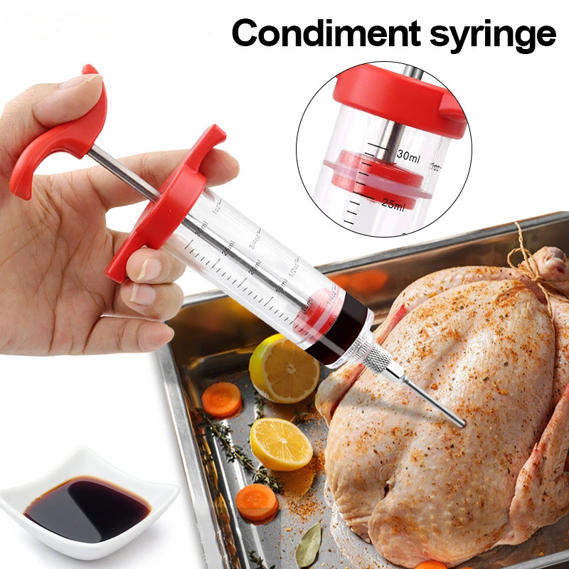 1 PC Push Type Stainless Steel Needles BBQ Spice Seasoning Syringe Meat Steak Flavour Marinade Injector Kitchen Accessories
1 PC Push Type Stainless Steel Needles BBQ Spice Seasoning Syringe Meat Steak Flavour Marinade Injector Kitchen Accessories