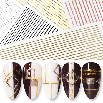 1Pcs Nail Decal and Sticker Gold Silver Metal Curve Strip Lines Adhesive Striping Tape Multi-size 3D Stickers Nail Art DIY Decor
1Pcs Nail Decal and Sticker Gold Silver Metal Curve Strip Lines Adhesive Striping Tape Multi-size 3D Stickers Nail Art DIY Decor