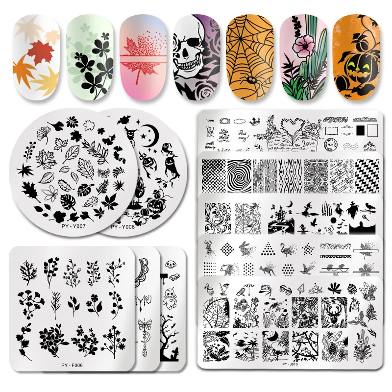 Nail Art Stainless Steel Printing Plate Blue Film Steel Plate Geometric Flower Series Painted Printing Transfer Template Nails Nail Art Stainless Steel Printing Plate Blue Film Steel Plate Geometric Flower Series Painted Printing Transfer Template Nails