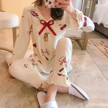 Pajamas Female Autumn Silk Cute Bow Cartoon O Neck Plus Size Women Sleepwear 2019 Wholesale 2 Pcs Girls Sleepwear Nightgown Set
Pajamas Female Autumn Silk Cute Bow Cartoon O Neck Plus Size Women Sleepwear 2019 Wholesale 2 Pcs Girls Sleepwear Nightgown Set