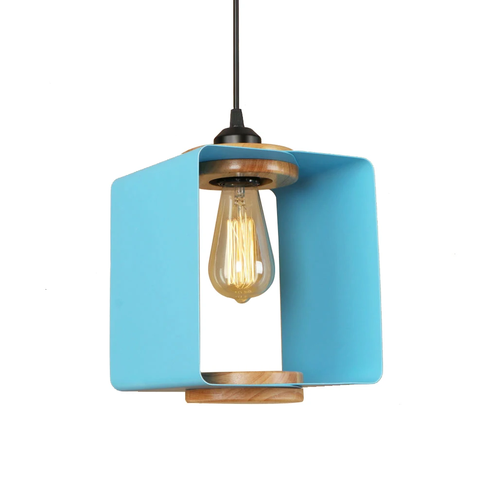 Country retro square iron pendant light LED E27 modern industrial hanging lamp with 4 colors for cottage parlor bedroom shop bar Country retro square iron pendant light LED E27 modern industrial hanging lamp with 4 colors for cottage parlor bedroom shop bar