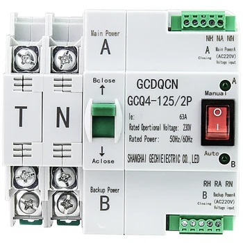 Dual Power Automatic Transfer Switch SMGQ2-63 / 2P Circuit Breaker Home Rail Installation
Dual Power Automatic Transfer Switch SMGQ2-63 / 2P Circuit Breaker Home Rail Installation