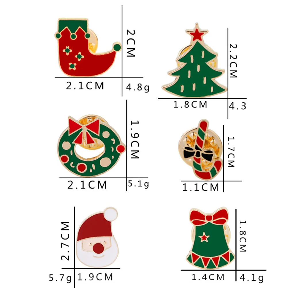6pcs christmas brooches tree santa claus delicate