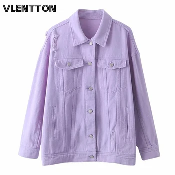 2020 Spring Autumn Purple Oversize Denim Jacket Women Solid Hole Casual Loose Jeans Jackets Coat Female Outwear Tops Veste Femme
2020 Spring Autumn Purple Oversize Denim Jacket Women Solid Hole Casual Loose Jeans Jackets Coat Female Outwear Tops Veste Femme