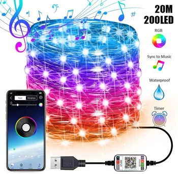 USB LED String Light Bluetooth App Control Copper Wire Multicolor String Lamp Waterproof Fairy Lights For Christmas Tree Decor
USB LED String Light Bluetooth App Control Copper Wire Multicolor String Lamp Waterproof Fairy Lights For Christmas Tree Decor