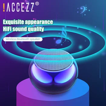 

!ACCEZZ Colorful Wireless Speakers 3D Mini Electroplating Round Steel Cannon Bluetooth Speaker Radio Support U Disk Subwoofer