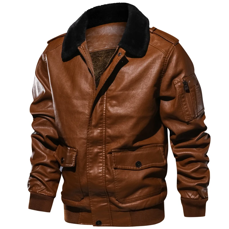 Men's Winter Bomber Fuax Leather Jacket Autumn Military Fleece Thicken Coats Motorcycle Windbreaker PU Leather Jacket Size:S-2XL
Men's Winter Bomber Fuax Leather Jacket Autumn Military Fleece Thicken Coats Motorcycle Windbreaker PU Leather Jacket Size:S-2XL