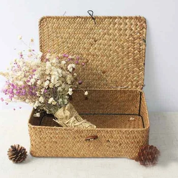 Pure Hand-woven Straw Storage Basket, Black Belt Cover Finishing Boxes Straw Storage Basket New
Pure Hand-woven Straw Storage Basket, Black Belt Cover Finishing Boxes Straw Storage Basket New
