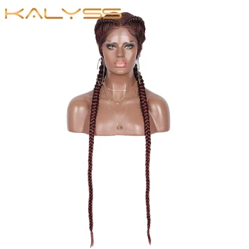 Kalyss 36 Inches 360 Lace Cornrow Braided Wigs Lace Front Synthetic Wigs for Black Women Dutch Twins Box Wig with Baby Hair 
Kalyss 36 Inches 360 Lace Cornrow Braided Wigs Lace Front Synthetic Wigs for Black Women Dutch Twins Box Wig with Baby Hair
