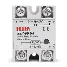 Relé de estado sólido DC-AC 10a 25a 40a 60a 80a 100a 12 v 3-32 v dc a 220 v 24-380 v ac carga monofásica ssr para controle de temperatura(China)