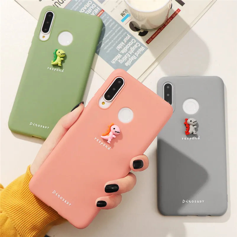 3D Dinosaur Мягкий ТПУ чехол для Huawei P20 P30 P8 P9 P10 Mate 30 10 20 Lite Pro 2017 P Смарт 2019 Nova 3 3i 5i 5т 6 SE