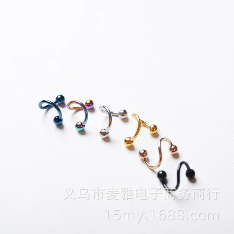 Фото Stainless Steel Nose Stud S Rod Color Ear Special-Shaped Titanium Labret Body Puncture E14 | Украшения и аксессуары