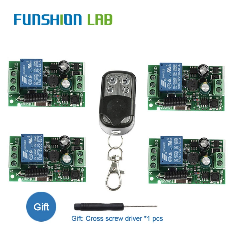 FUNSHION 433Mhz Wireless Remote Control Switch AC85V ~ 250V 110V 220V 1CH Relay Receiver Module + RF Transmitter For Garage Door
FUNSHION 433Mhz Wireless Remote Control Switch AC85V ~ 250V 110V 220V 1CH Relay Receiver Module + RF Transmitter For Garage Door