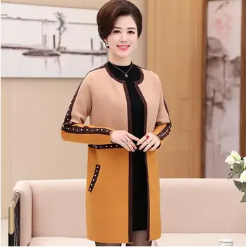 2020 Mother's spring and autumn sweater jacket, medium and long style jacket, matching color knitted cardigan, 40 years old, 50
2020 Mother's spring and autumn sweater jacket, medium and long style jacket, matching color knitted cardigan, 40 years old, 50