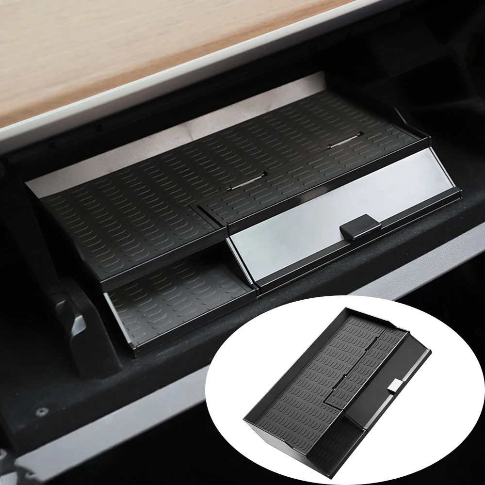 

Car Storage Box For Tesla Model 3 Stowing Tidying Co-pilot Glove Storage Pockets Organizers Wallet Cigarette Keys Phone Holders