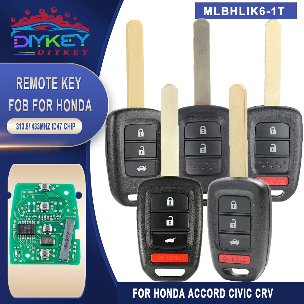 DIYKEY 5PCS MLBHLIK6-1T Remote Car Key Fob 313.8mhz / 433MHz ID47 Chip for 2013 2014 2015 2016 Honda Accord Civic CRV
DIYKEY 5PCS MLBHLIK6-1T Remote Car Key Fob 313.8mhz / 433MHz ID47 Chip for 2013 2014 2015 2016 Honda Accord Civic CRV