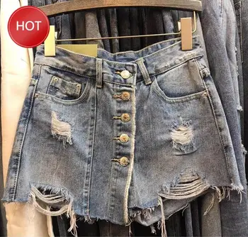 Fashion Hole A-Line Slim package hip Jeans Skirts Summer Women Single Breasted Women Mini Denim Skirts
Fashion Hole A-Line Slim package hip Jeans Skirts Summer Women Single Breasted Women Mini Denim Skirts