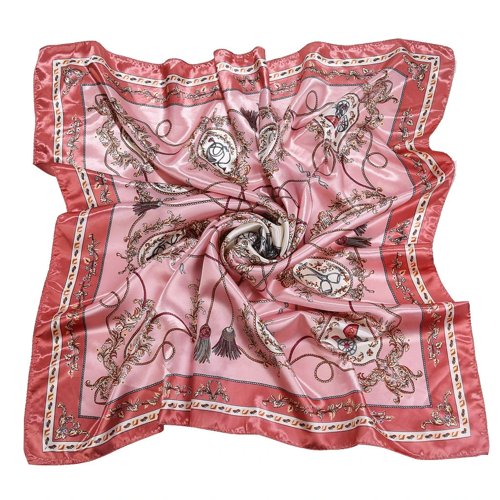 90X90cm Twill Square Scarf Hair Tie Women Elegant Small Vintage Skinny Retro Head Neck Silk Scarf Scarves Foulard 919
