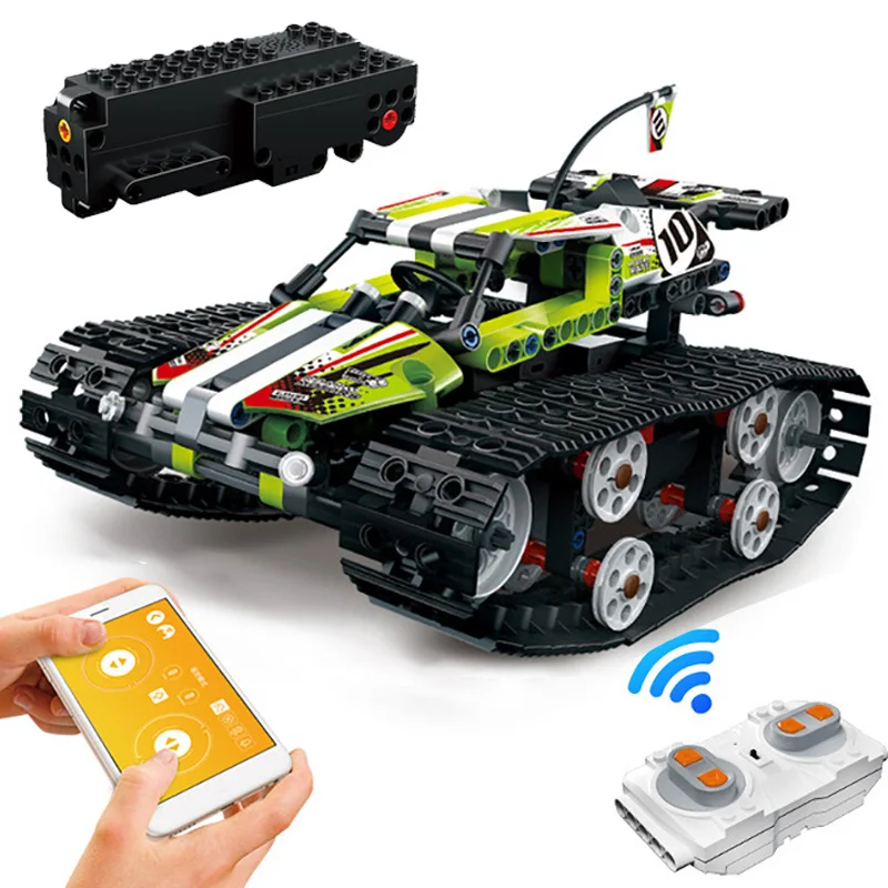 410pcs Technic RC Car APP Remote Control Tracked Stunt Car legoINGlys MOC Model Building Blocks Bricks STEM Toys for Children
410pcs Technic RC Car APP Remote Control Tracked Stunt Car legoINGlys MOC Model Building Blocks Bricks STEM Toys for Children