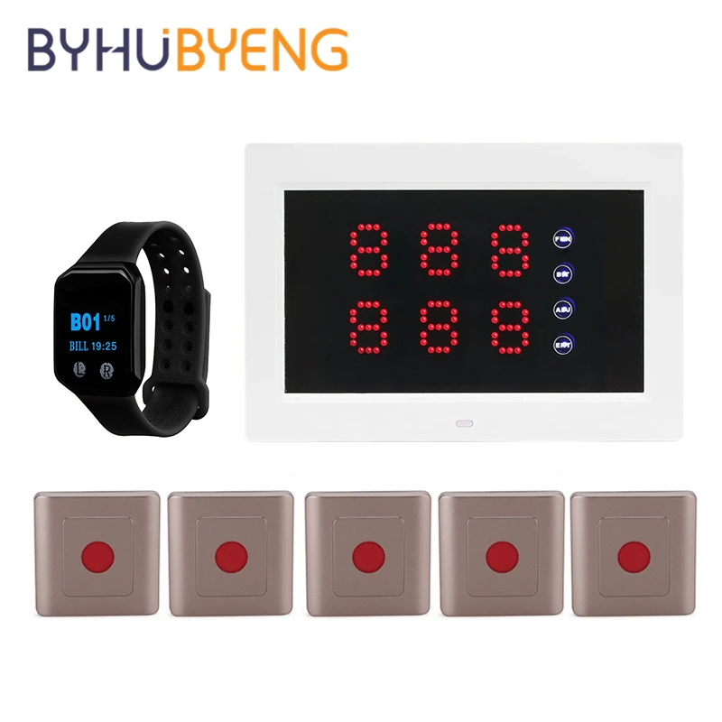 BYHUBYENG Restaurant Pager Wireless Waiter Calling System Watch Receiver Call Button Transmitter LED Screen Combo
BYHUBYENG Restaurant Pager Wireless Waiter Calling System Watch Receiver Call Button Transmitter LED Screen Combo