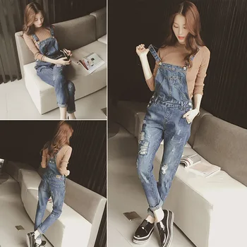 2019 Autumn Worn Out Do Old Loose Show Thin And Small Foot Gao Waist Cowboy Bib Trousers Female
2019 Autumn Worn Out Do Old Loose Show Thin And Small Foot Gao Waist Cowboy Bib Trousers Female