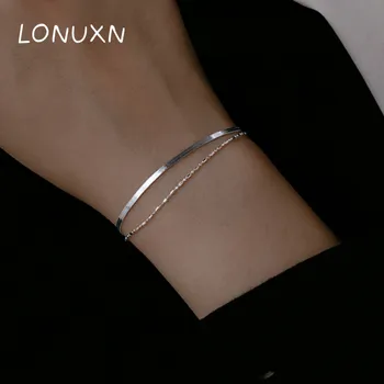 925 Silver Chain Bracelet Women Round Beads Double Layers Link Chain Bracelets Female 925 Sterling Silver Jewelry best gift
925 Silver Chain Bracelet Women Round Beads Double Layers Link Chain Bracelets Female 925 Sterling Silver Jewelry best gift
