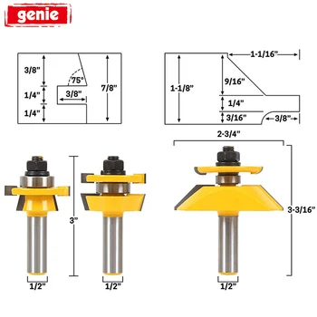 3pcs 1/2 inch Shank Router Bits Angle Knife Door Frame Woodworking Milling Cutters For Cutting Tools
3pcs 1/2 inch Shank Router Bits Angle Knife Door Frame Woodworking Milling Cutters For Cutting Tools
