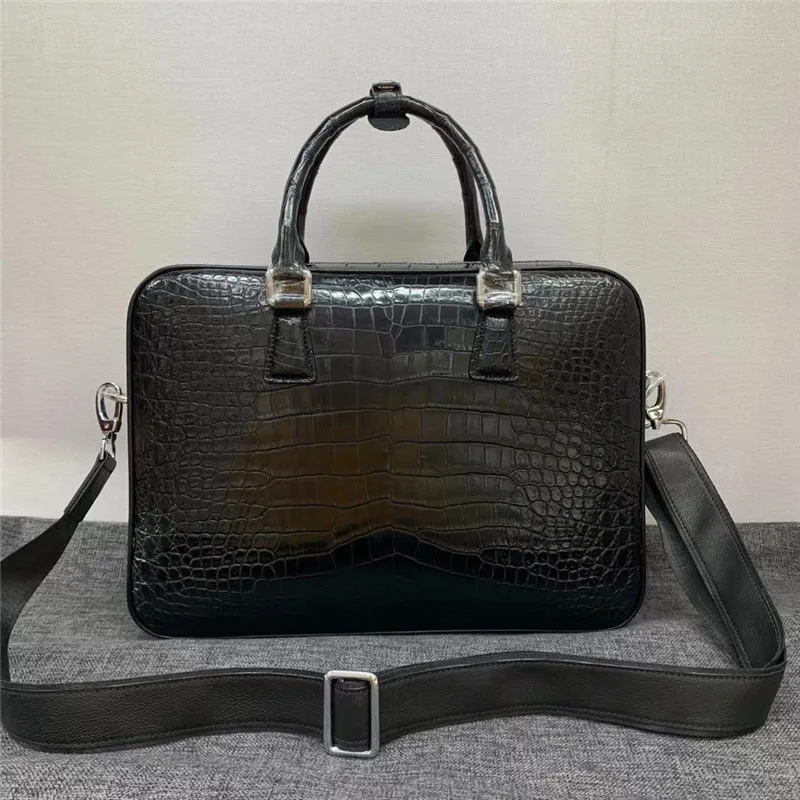 

Authentic True Crocodile Belly Skin Businessmen Briefcase Large Working Purse Genuine Real Alligator Leather Male Laptop Handbag