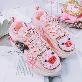 Cute Cartoon Bead Designer Sneakers Women Platform Chunky Sneaker Thick Soled Shoes Woman Casual Trainers Lady Vulcanized Shoes
Cute Cartoon Bead Designer Sneakers Women Platform Chunky Sneaker Thick Soled Shoes Woman Casual Trainers Lady Vulcanized Shoes