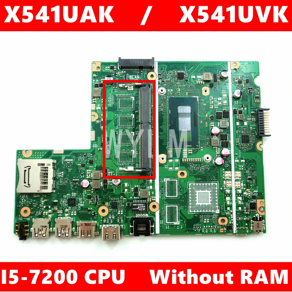 X541UAK i5-7200CPU Without RAM mainboard REV2.0 For ASUS X541UVK X541U Laptop motherboard 100% Tested free shipping | Компьютеры и
