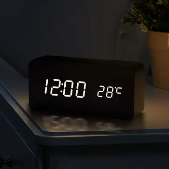 Multicolor Sound Control Wooden Wood Square LED Alarm Clock Desktop Table Digital Thermometer Wood USB/AAA Date Display C1861 j
Multicolor Sound Control Wooden Wood Square LED Alarm Clock Desktop Table Digital Thermometer Wood USB/AAA Date Display C1861 j