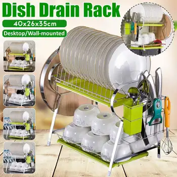 2 Tiers Dish Drainer Stainless Kitchen Dish Rack Storage Shelf Washing Holder Basket Plated Knife Sink Drying Organizer Tools
2 Tiers Dish Drainer Stainless Kitchen Dish Rack Storage Shelf Washing Holder Basket Plated Knife Sink Drying Organizer Tools