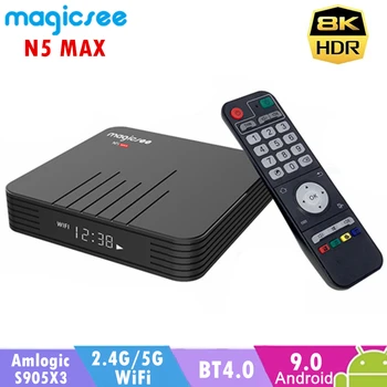 Magicsee N5 Max Amlogic S905X3 Android 9.0 TV BOX 4G 32G/64G Rom 2.4+5G Dual Wifi Bluetooth 4.1 Smart TV Box 8K HDR Set Top Box
Magicsee N5 Max Amlogic S905X3 Android 9.0 TV BOX 4G 32G/64G Rom 2.4+5G Dual Wifi Bluetooth 4.1 Smart TV Box 8K HDR Set Top Box