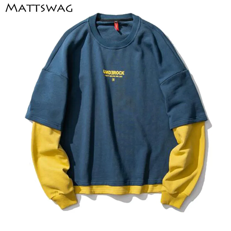 MATTSWAG Stylish Patchwork Men Sweatshirts Hip Hop Fake Two Pieces Mens Long Sleeve Casual Loose Pullover Male Streetwear Unisex
MATTSWAG Stylish Patchwork Men Sweatshirts Hip Hop Fake Two Pieces Mens Long Sleeve Casual Loose Pullover Male Streetwear Unisex