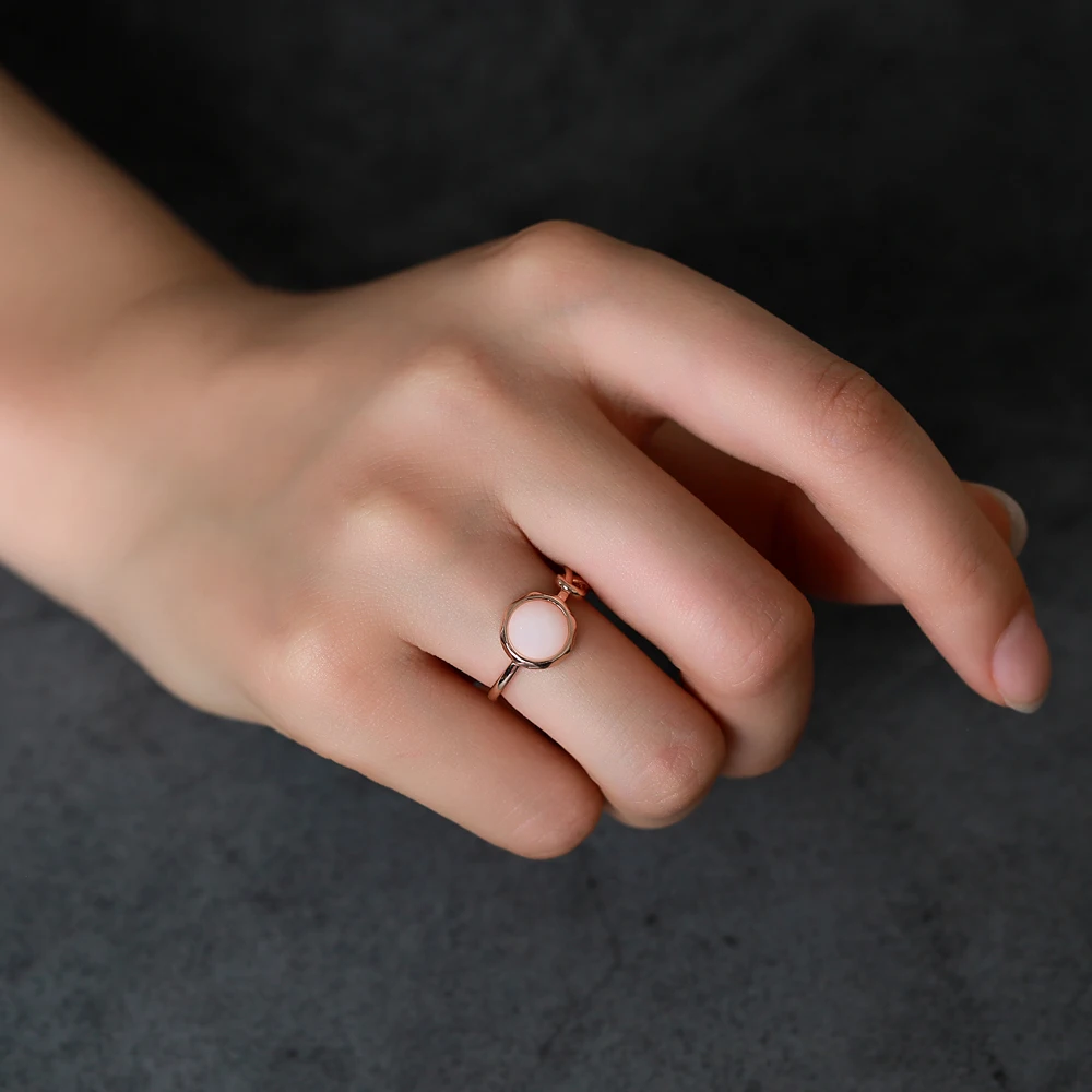 Pink Circle Opal Cat's Eye Stone Simple Cute Gift Knot Golden Copper Tail Rings for Women | Украшения и аксессуары