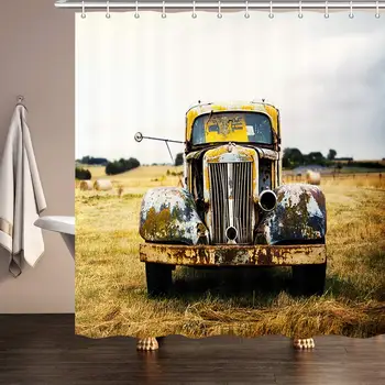 Rustic Farm Truck Shower Curtain Set, Vintage Yellow Truck in Western Farm House Premium Fabric Bath Curtains, Bathroom
Rustic Farm Truck Shower Curtain Set, Vintage Yellow Truck in Western Farm House Premium Fabric Bath Curtains, Bathroom