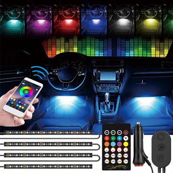 12LED 4Pcs CAR Interior Atmosphere Light LED RGB Strip Light Dash Floor LED Strip Decorative Light APP Sound Control Lamp Set
12LED 4Pcs CAR Interior Atmosphere Light LED RGB Strip Light Dash Floor LED Strip Decorative Light APP Sound Control Lamp Set