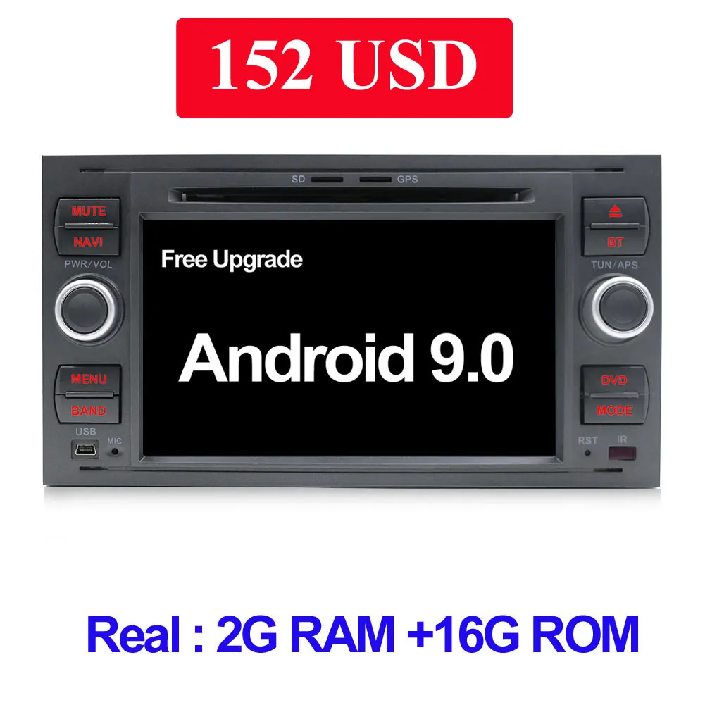 Sale Octa Cores 2 din car radio cassette player Android 9.0 For Ford Focus 2 Mondeo S C Max Fiesta Galaxy Connect With Camera,Canbus 0