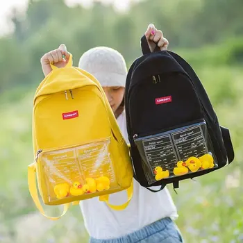 College style sweet girl transparent text little yellow duck design student schoolbag all-match solid color backpack
College style sweet girl transparent text little yellow duck design student schoolbag all-match solid color backpack