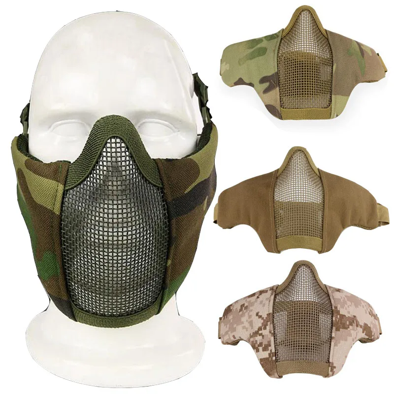 Tactical Airsoft Half Face Masks Metal Mesh Steel Net Paintball CS Foldable Hunting Military Paintball Wargame Protective Mask
Tactical Airsoft Half Face Masks Metal Mesh Steel Net Paintball CS Foldable Hunting Military Paintball Wargame Protective Mask